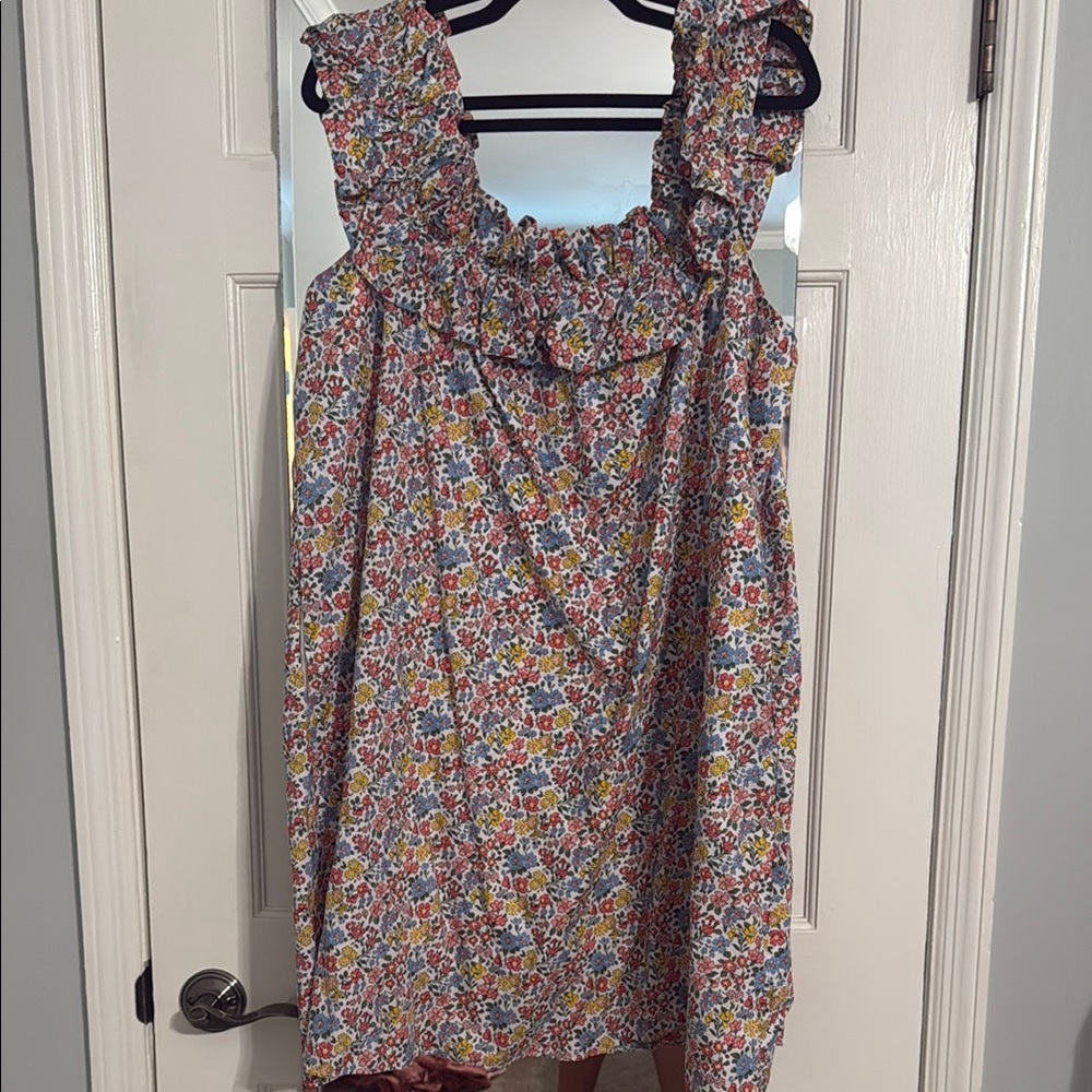 Pink and Blue Sleeveless Scoop Neck Sundress
